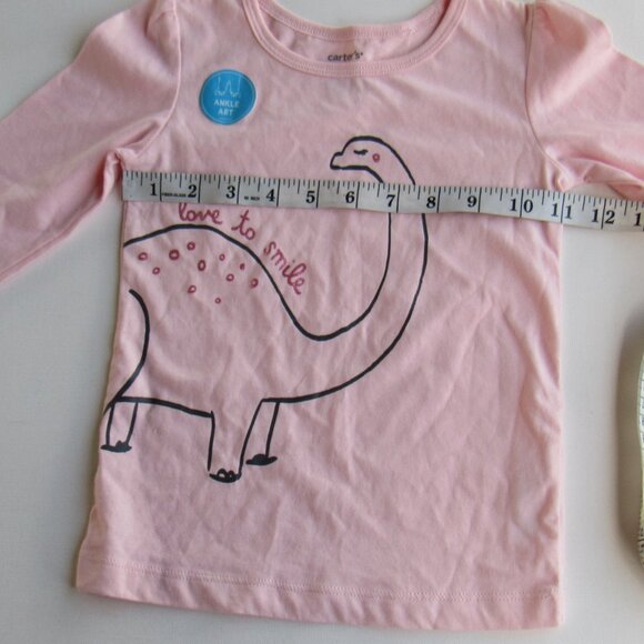 Carter's Girl Pink Long Sleeve Tee w/ Graphic Dinosaur Design Top Size 3T - Picture 4 of 6